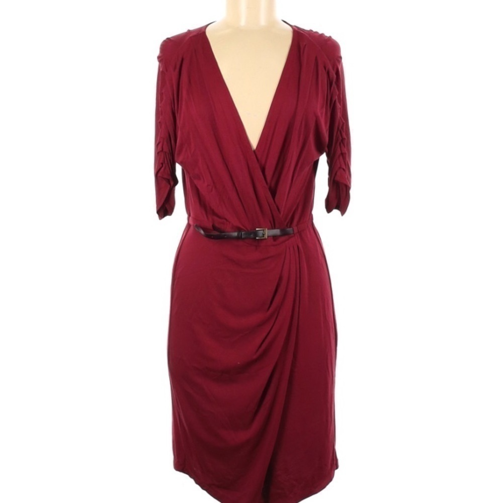 Max Studio V Neck Belted Draped Casual Dress NWT